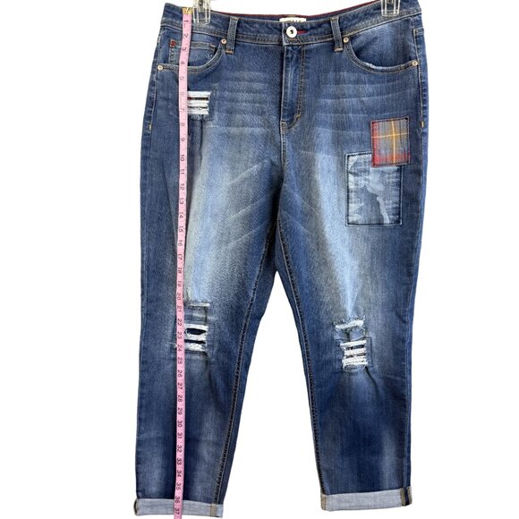 EV1 Jeans Alex Relaxed Vintage Distressed Patchwork Boyfriend Jeans Women’s 14 - Picture 14 of 16